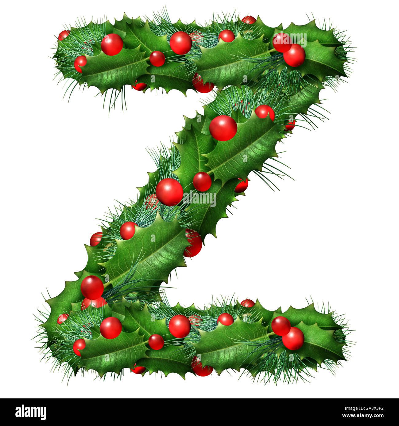 Holiday font letter B as a festive winter season decorated garland as a  Christmas or New Year seasonal alphabet lettering isolated on a white Stock  Photo - Alamy