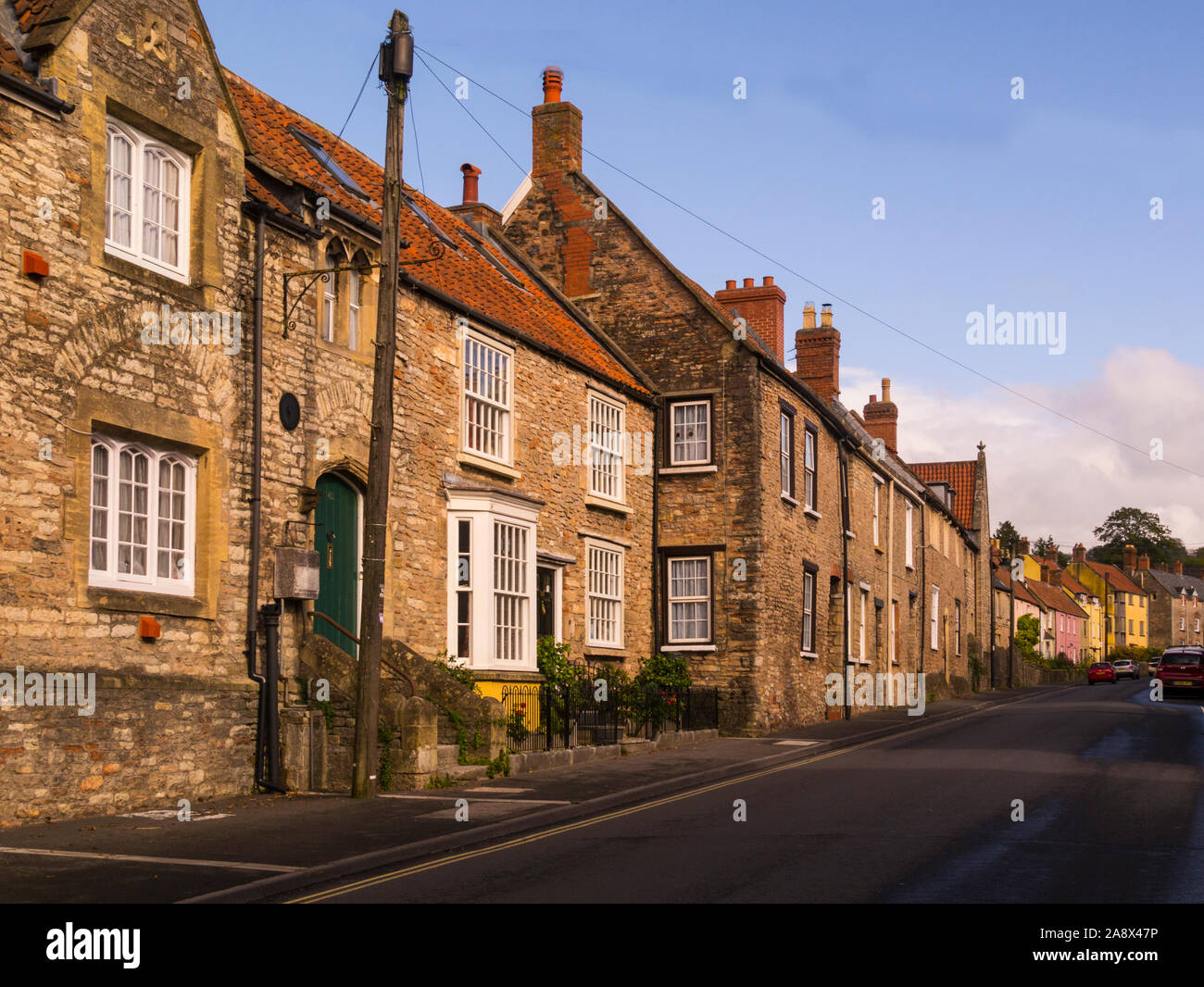 View of lovely houses in St Thomas Street City of Wells
