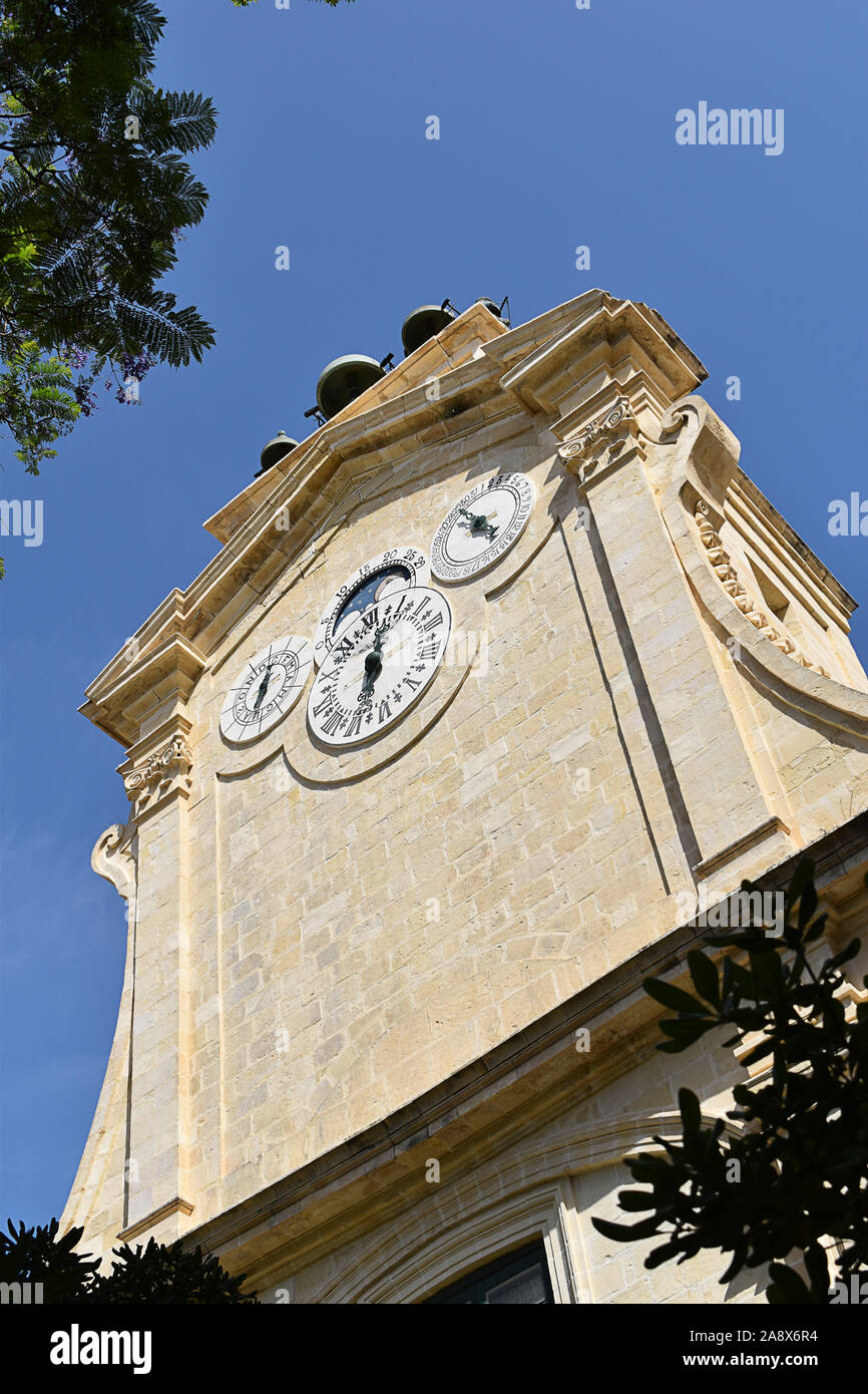 Clock Tower, Prince Alfred's Square, Grand Master's Palace, Valletta, Malta Stock Photo