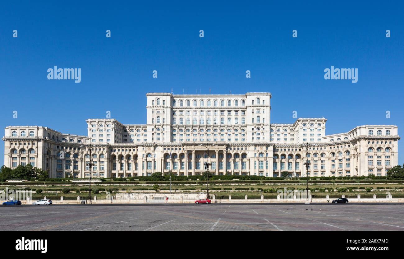 Palatul Parlamentului, Palace of the Parliament in Bucharest, Romania Stock Photo