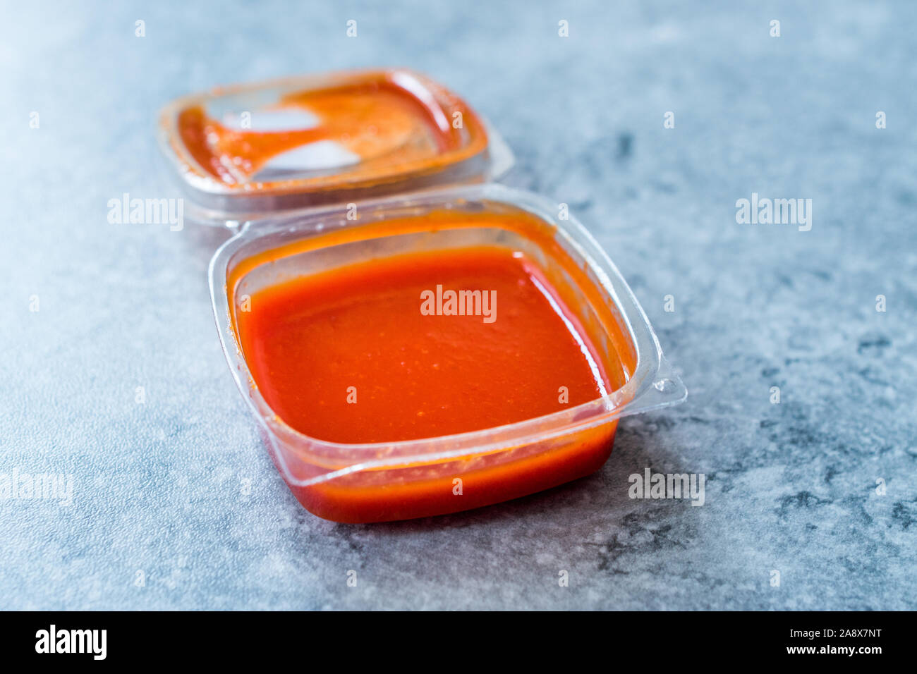 Hot Spicy Red Sriracha Sauce in Plastic Box / Package or Container for ...