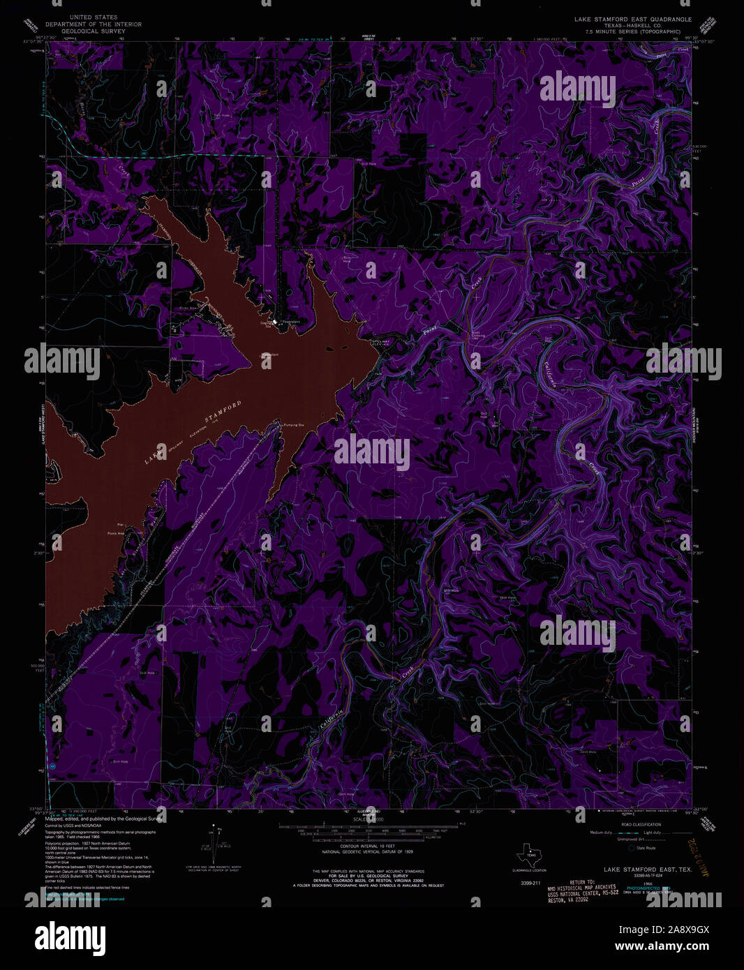USGS TOPO Map Texas TX Lake Stamford East 117992 1966 24000 Inverted