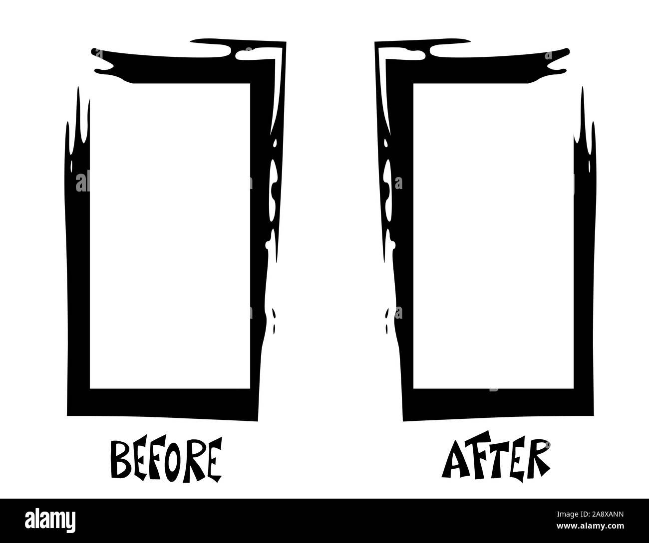 Before And After Template Comparison Banner With Frames Vector Black And White Design Illustartion Stock Vector Image Art Alamy