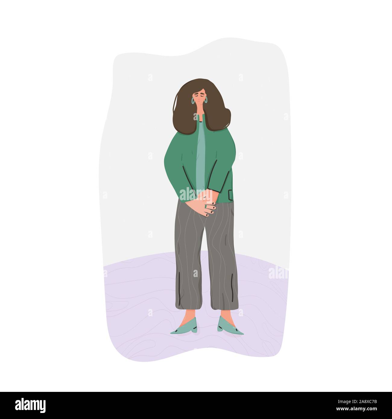 Smiling brunette girl standing isolated on white background. Snappy ...