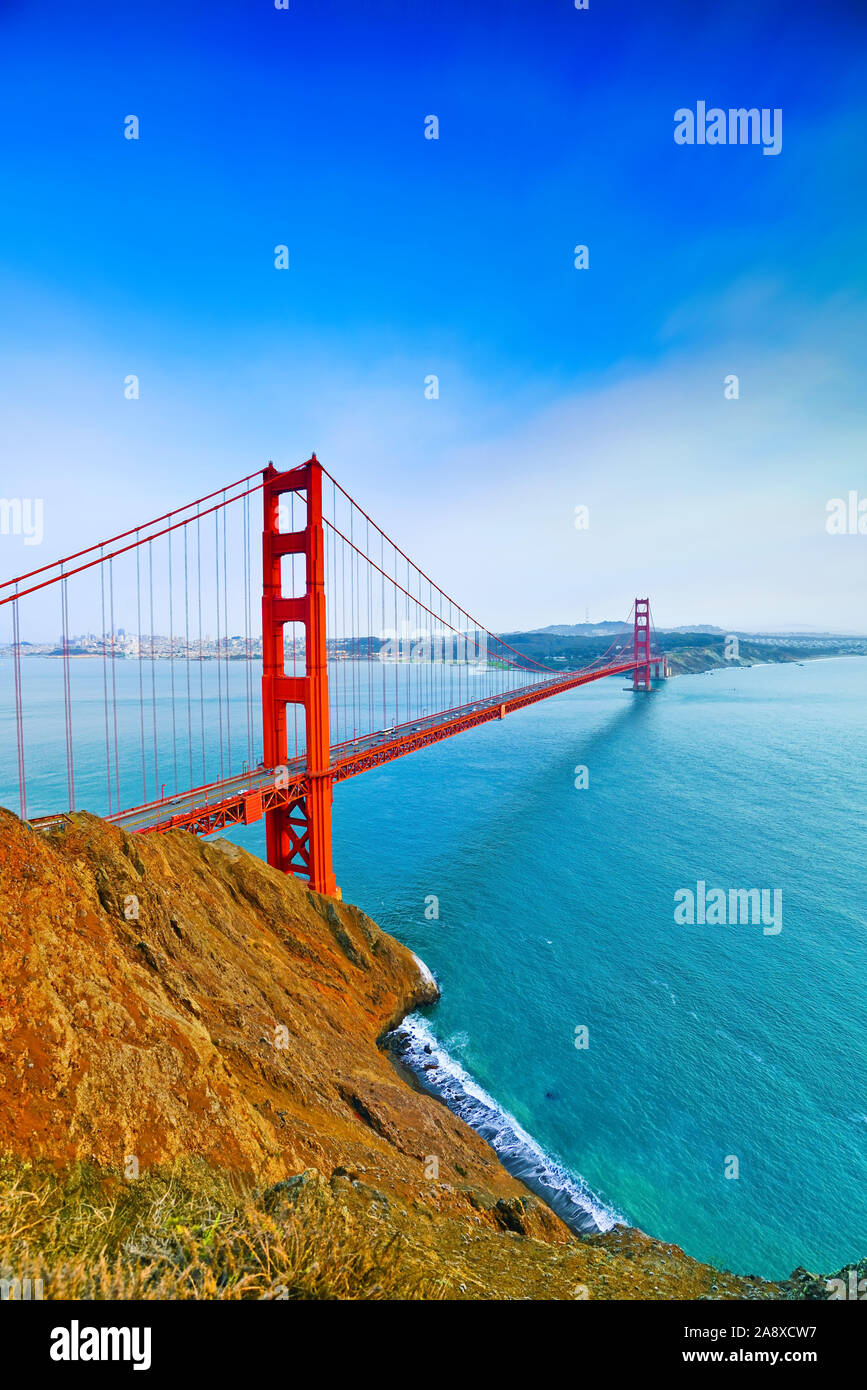 View of Golden Gate Bridge in San Francisco on a sunny day Stock Photo ...