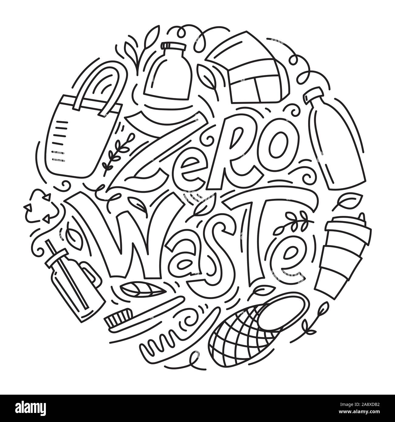 Use Glass Jars Zero Waste Concept Cute Hand Drawn Eco Lifestyle