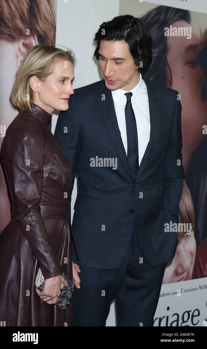 November 10, 2019 Joanne Tucker, Adam Driver attend NETFLIX presents the premiere of Marriage Story at Paris Theater in New York.November 10, 2019. Credit:RW/MediaPunch Stock Photo