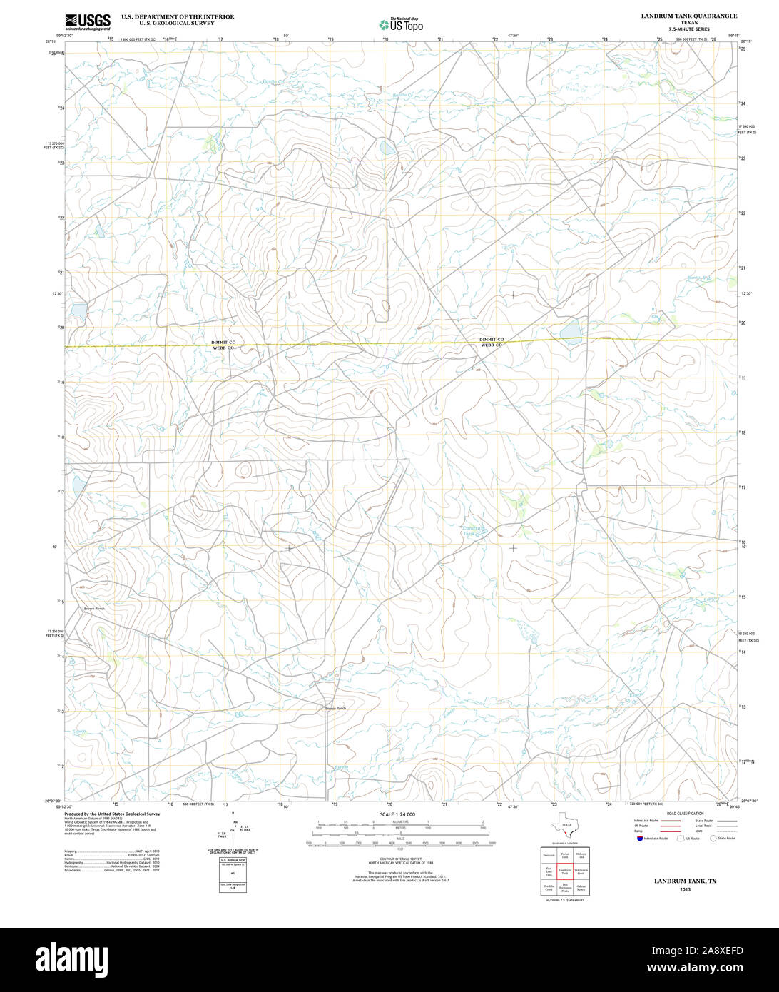 USGS TOPO Map Texas TX Landrum Tank 20130108 TM Restoration Stock Photo