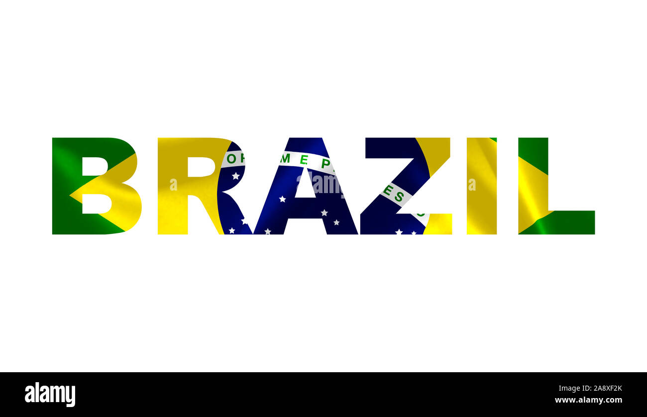 "Brazil" Lettering Art over the Brazilian Flag Stock Photo Alamy