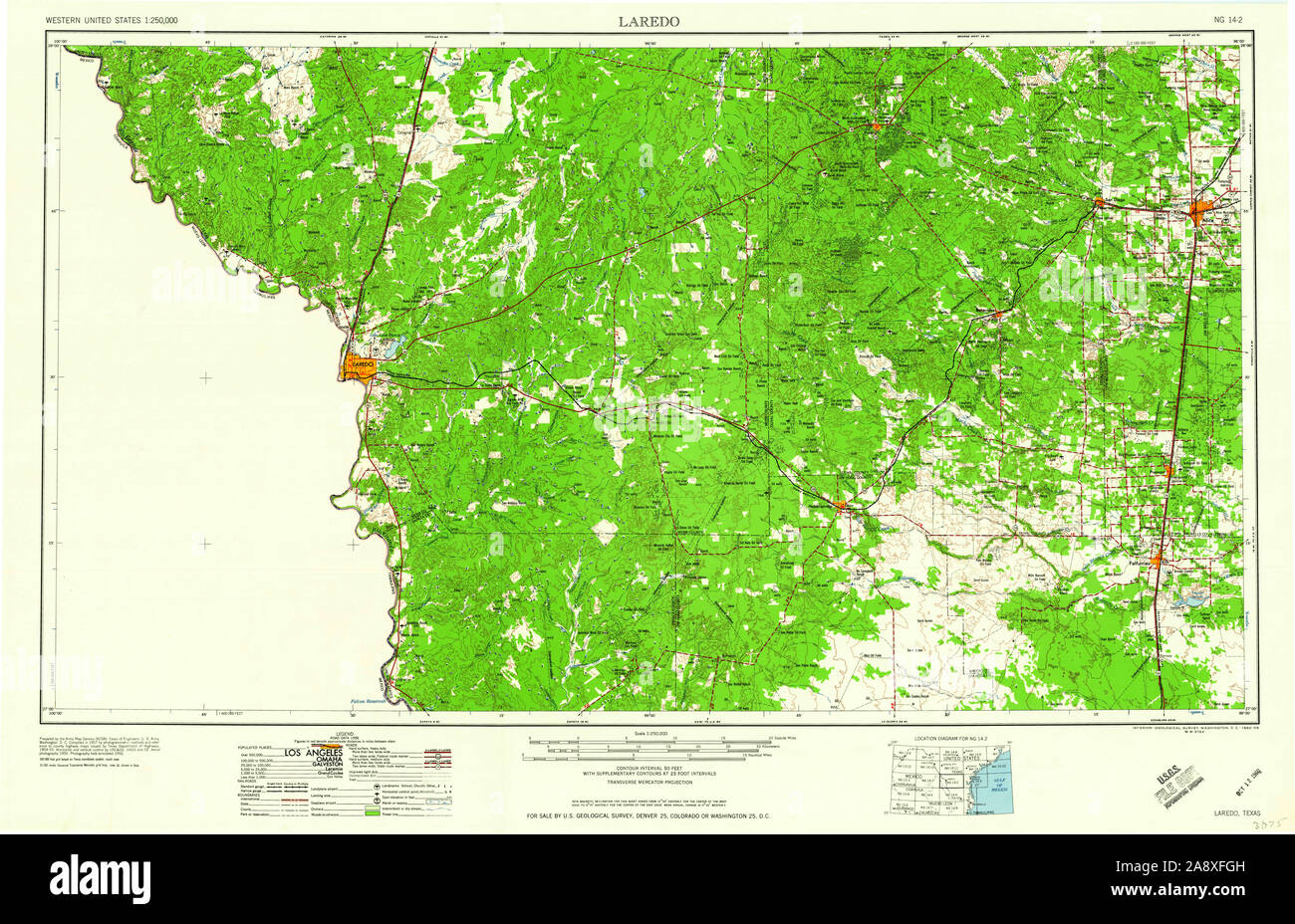 Map of laredo texas hi res stock - Usgs Topo Map Texas Tx Laredo 110303 1956 250000 Restoration 2A8XFGH