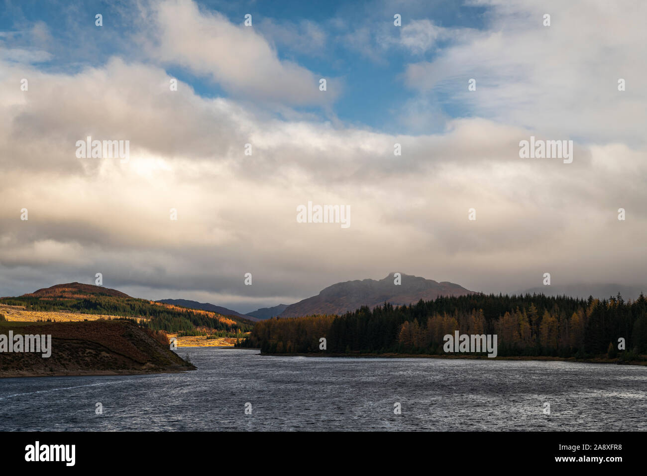 Loch Laggan and the surrounding countryside looking south east towards the Cairngorms, Inverness-shire, Scotland. 4 November 2019 Stock Photo