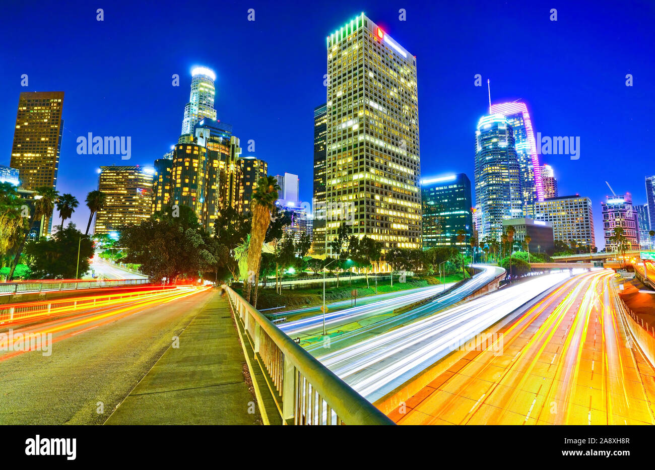View of the office buildings and main roads in the financial district
