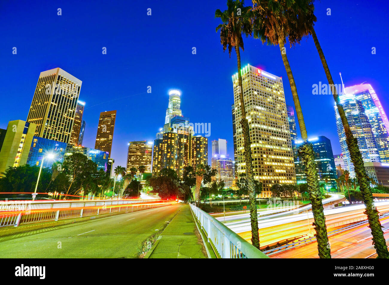View of the office buildings and main roads in the financial district