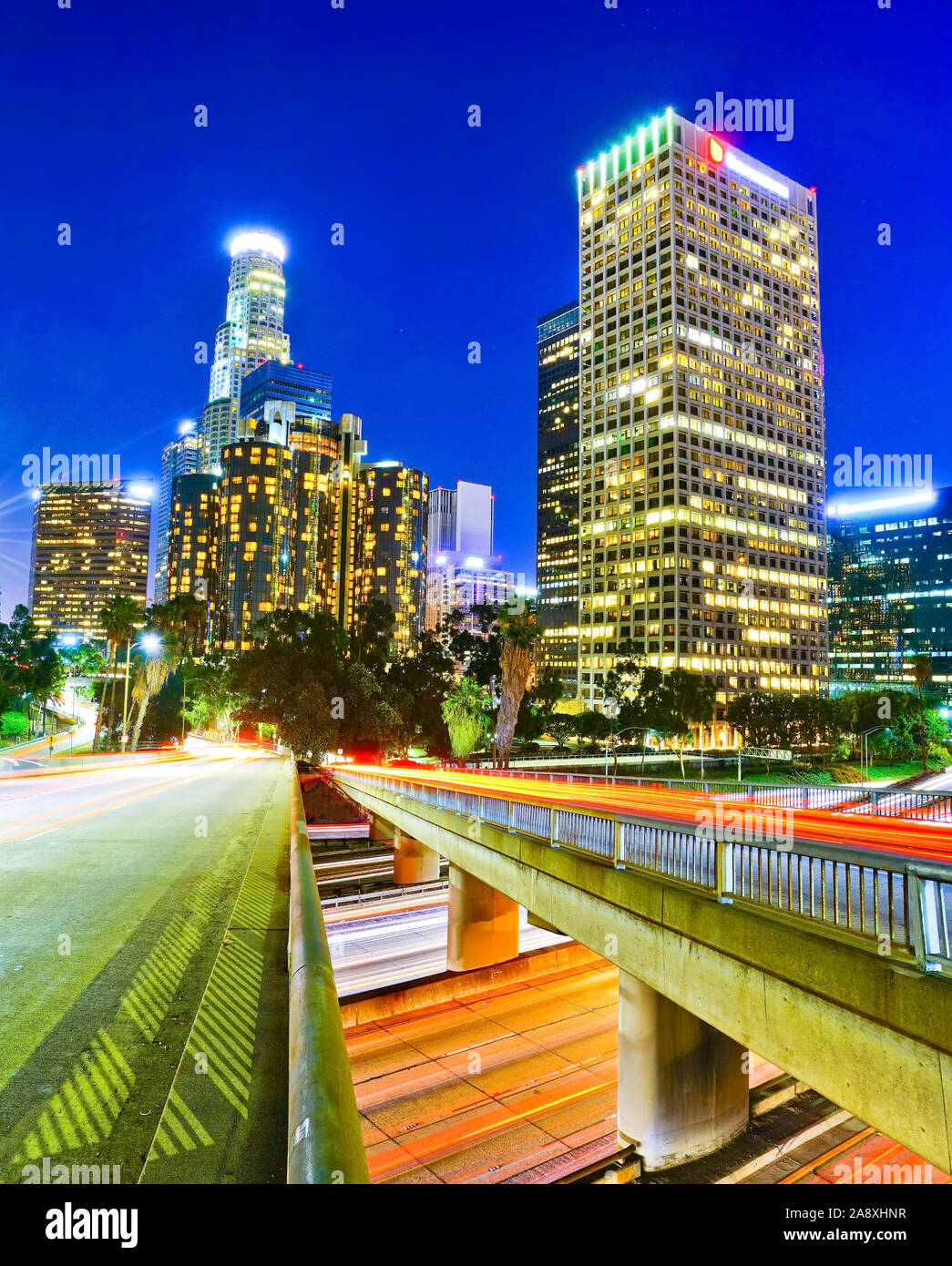 View of the office buildings and main roads in the financial district