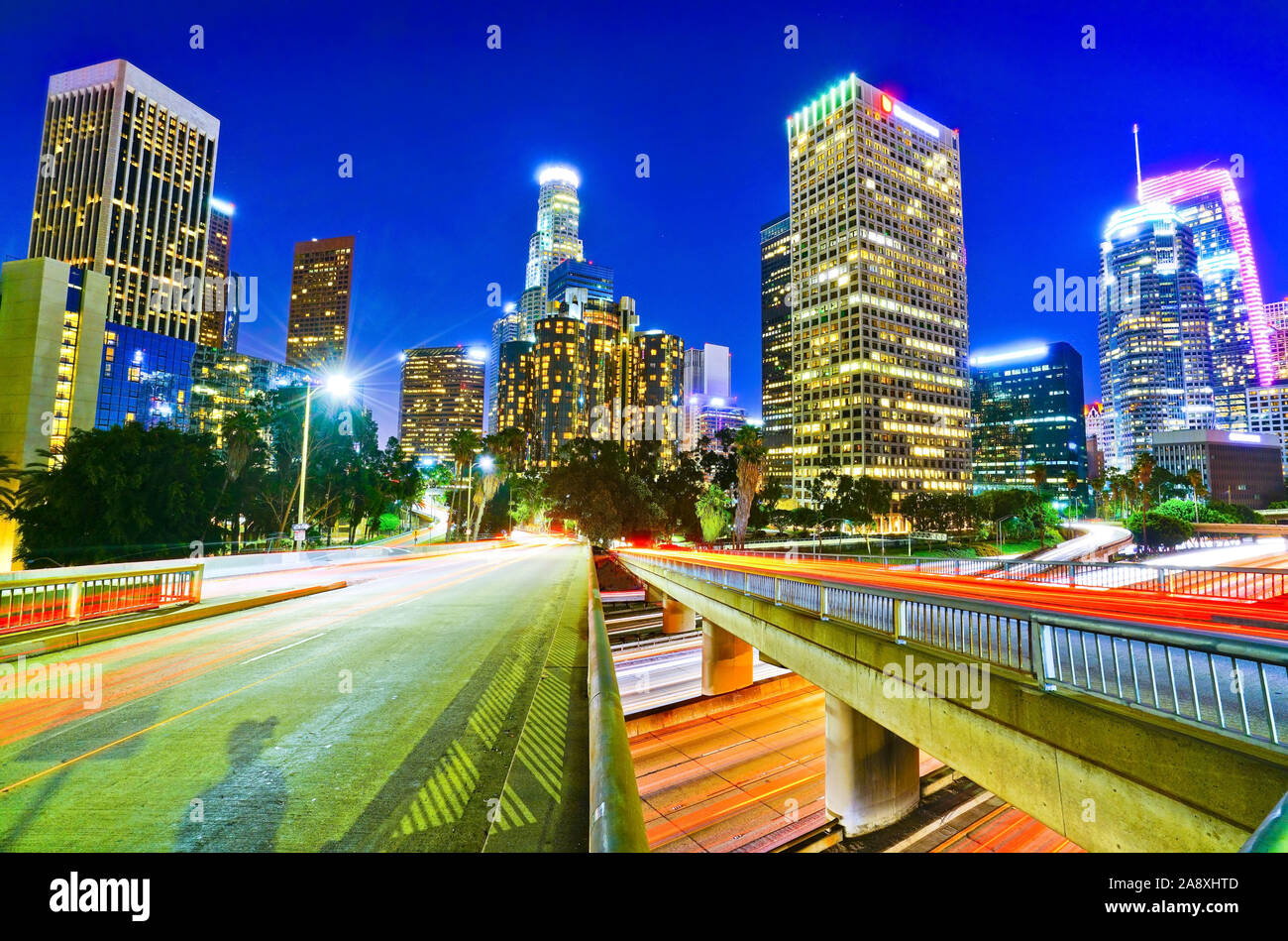 View of the office buildings and main roads in the financial district