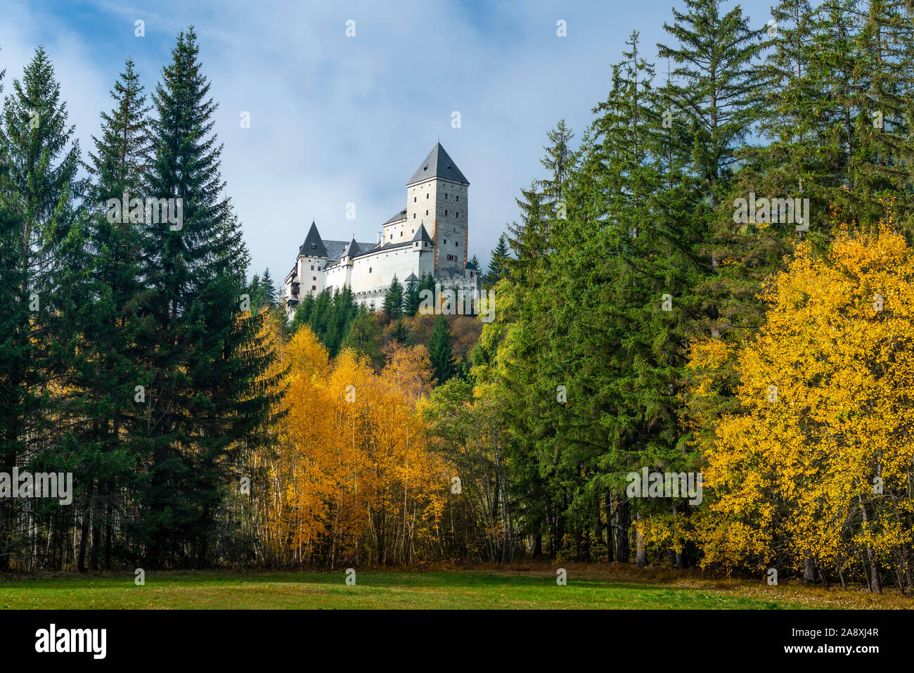 The Moosham Castle with fall foliage color in Austria, Europe Stock