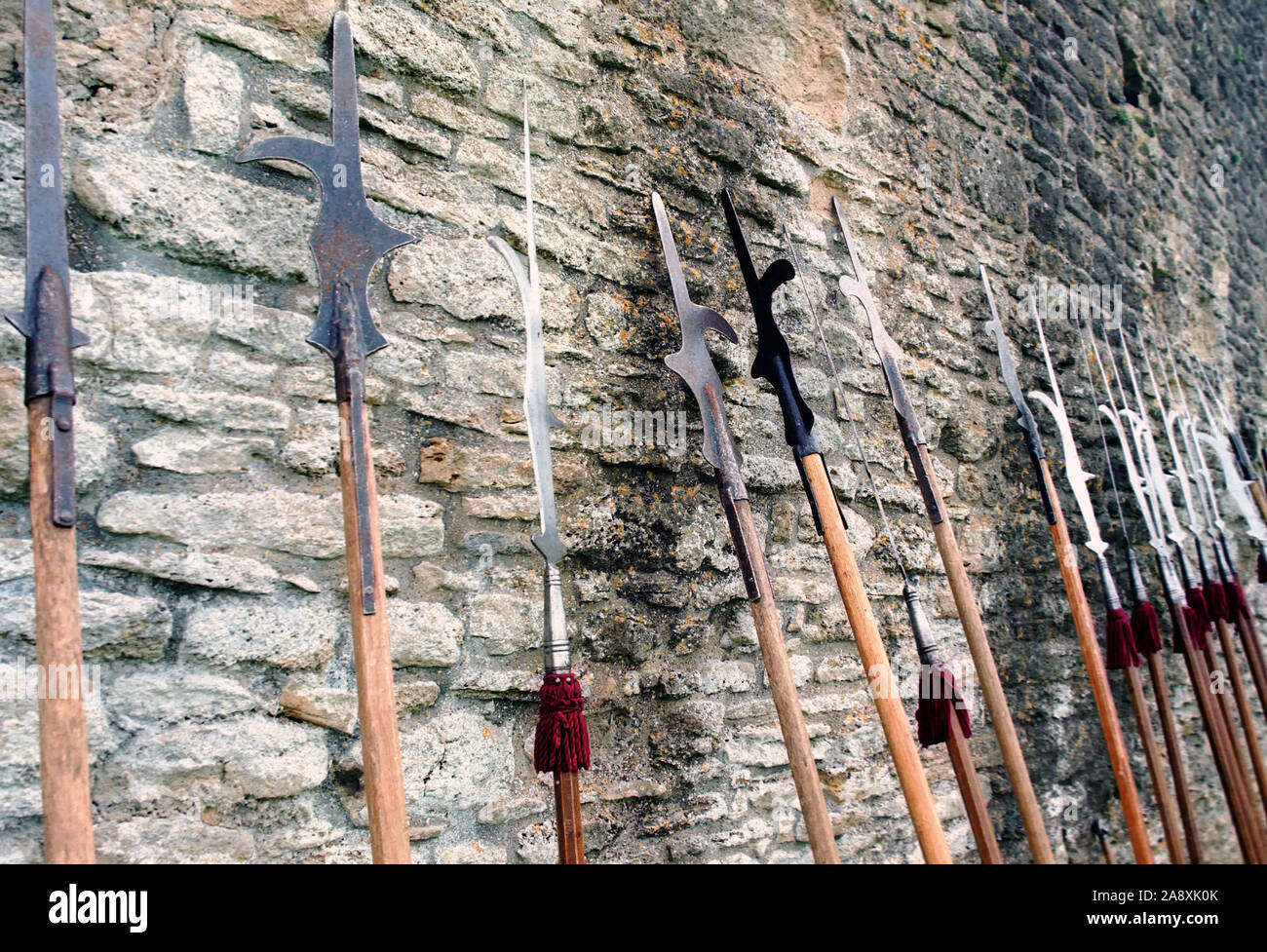 Medieval Pikes used in a reenactment Stock Photo Alamy