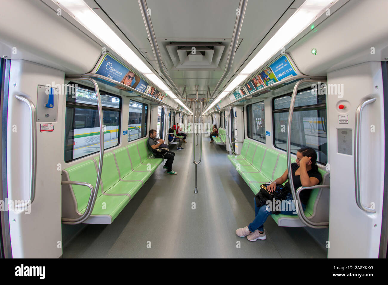 Interior of a metro carriage in Medellin, Colombia. Stock Photo