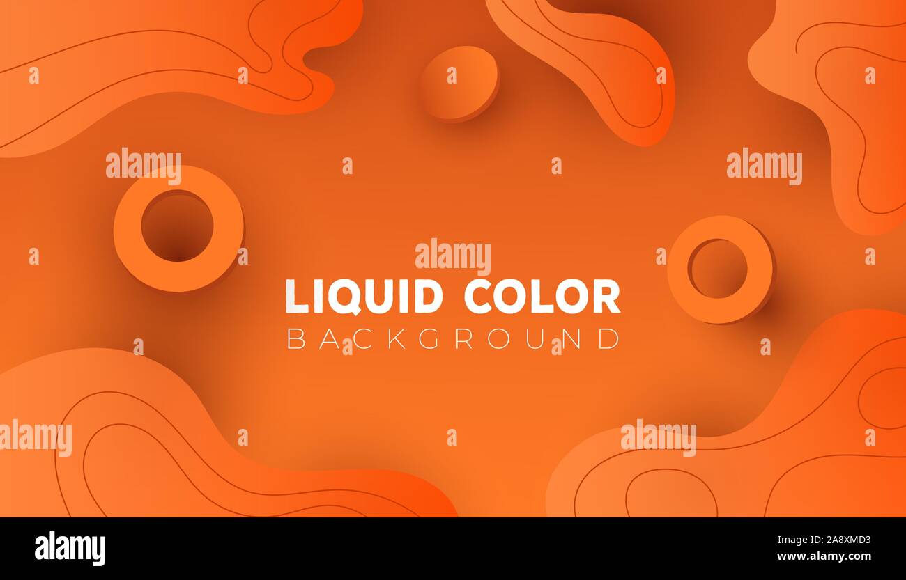 Gradient orange abstract background with liquid waves and circle shapes ...