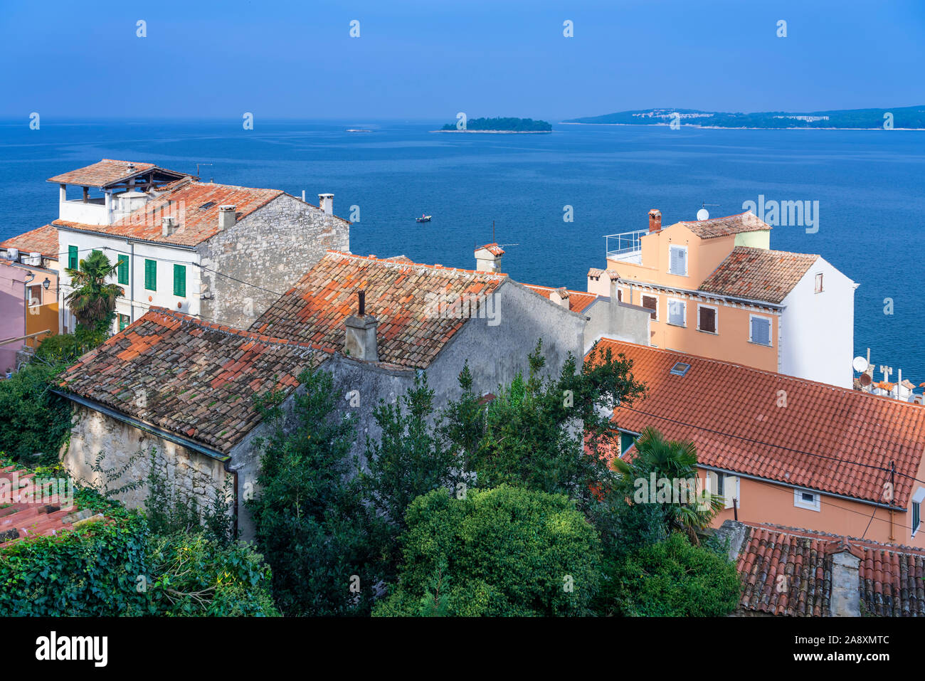 Coastal buildings at Rovinj, Croatia, Istria. Stock Photo