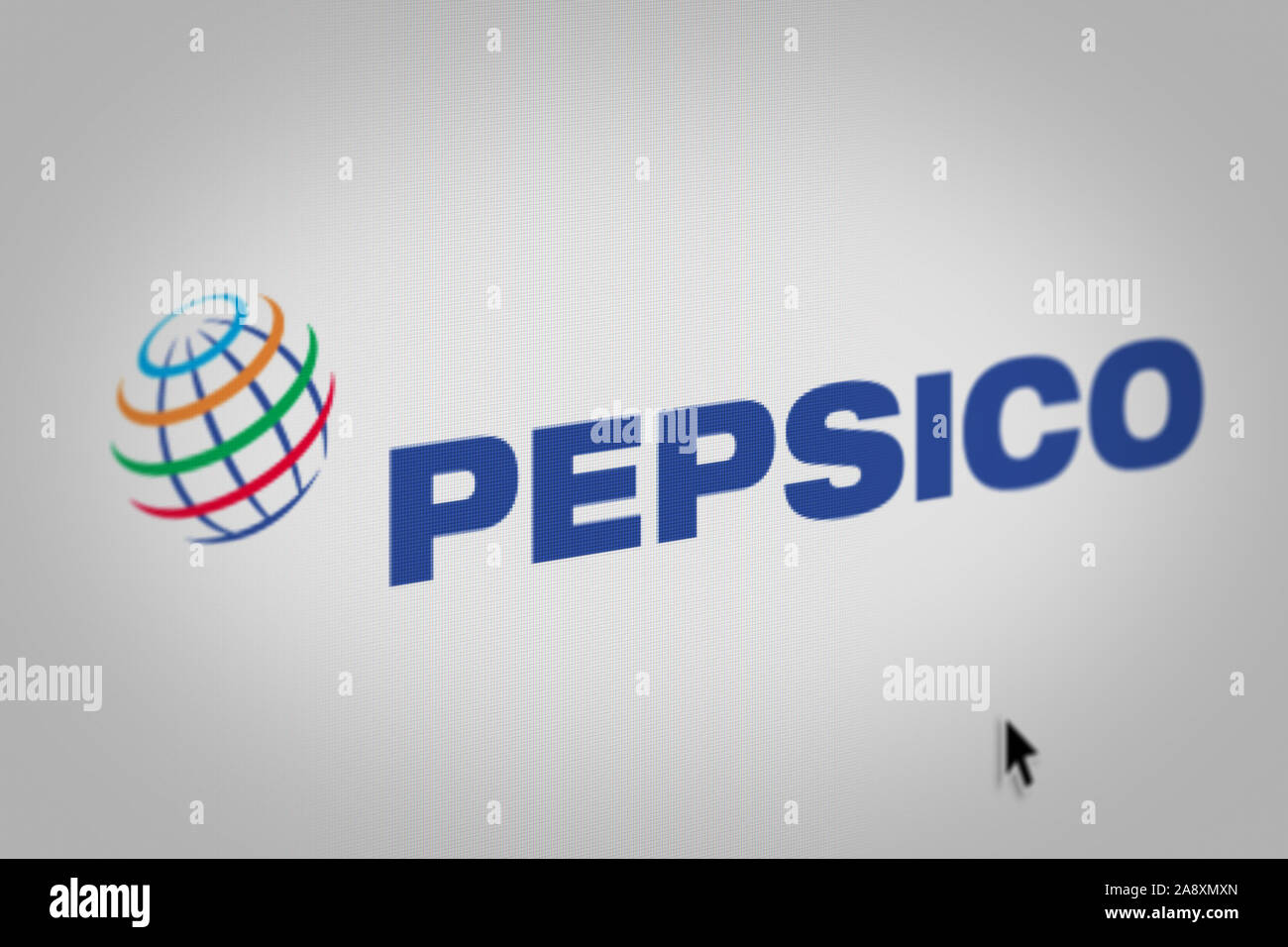 Logo of the public company PepsiCo Inc. displayed on a computer screen in close-up. Credit: PIXDUCE Stock Photo