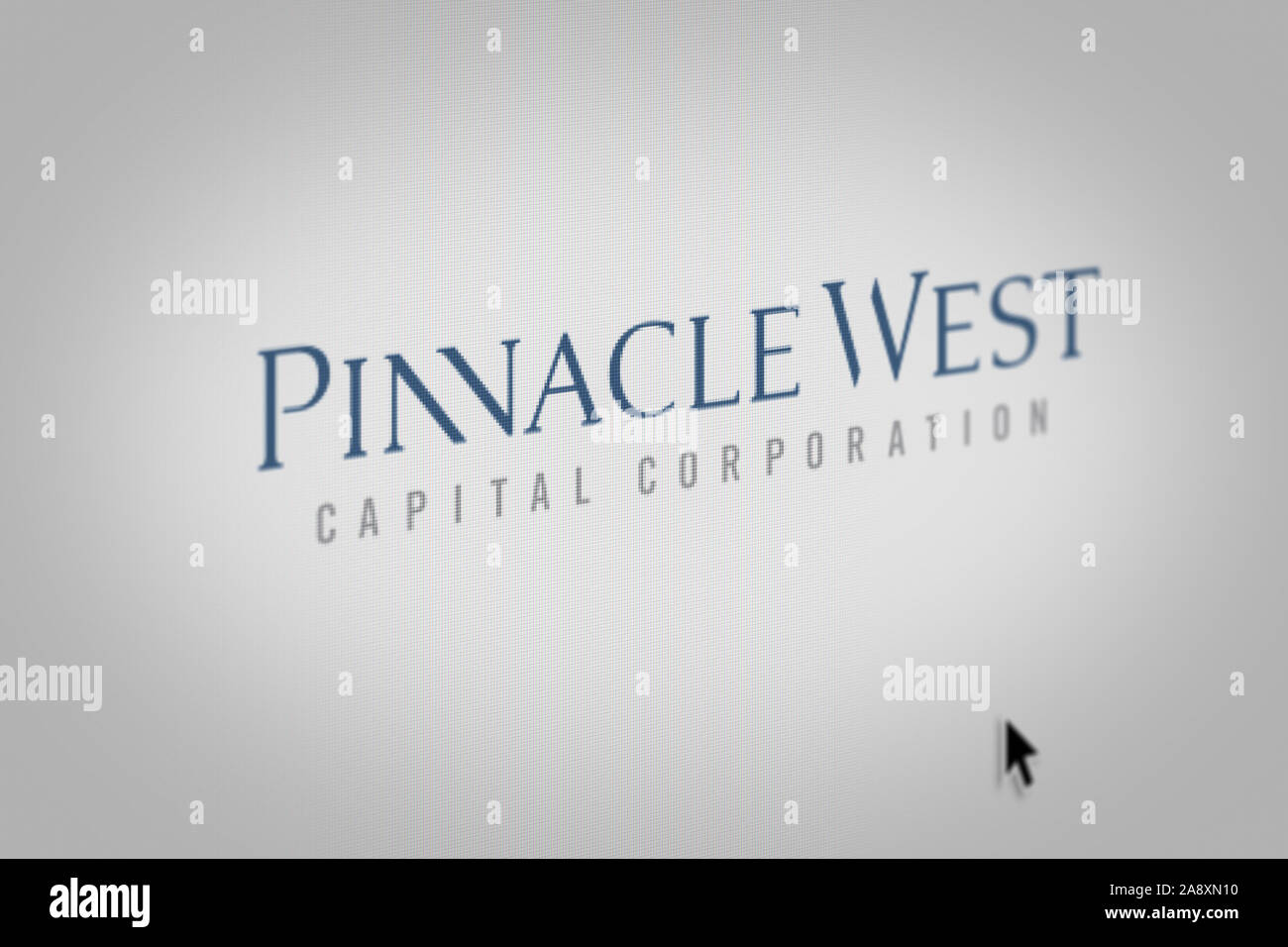 Logo of the public company Pinnacle West Capital displayed on a computer  screen in close-up. Credit: PIXDUCE Stock Photo - Alamy