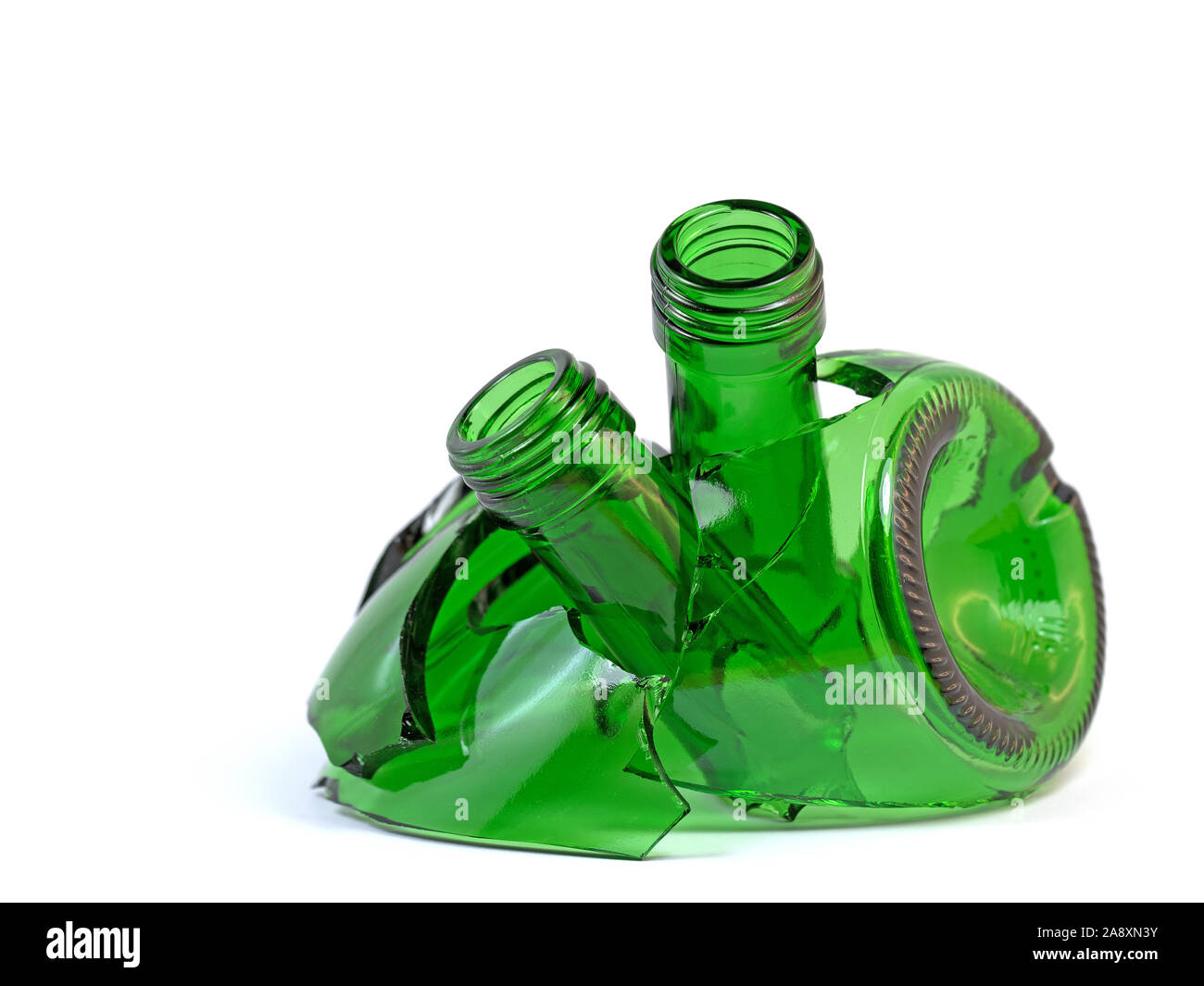 Glass shards in front of white background Stock Photo
