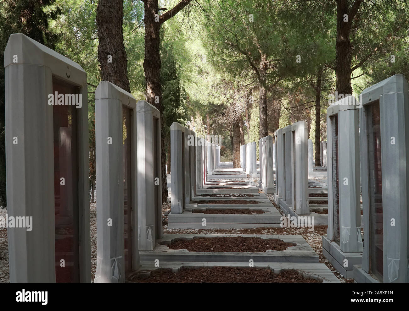 Turkish martyrs memorial military cemetery in Gallipoli, Canakkale, Turkey Stock Photo