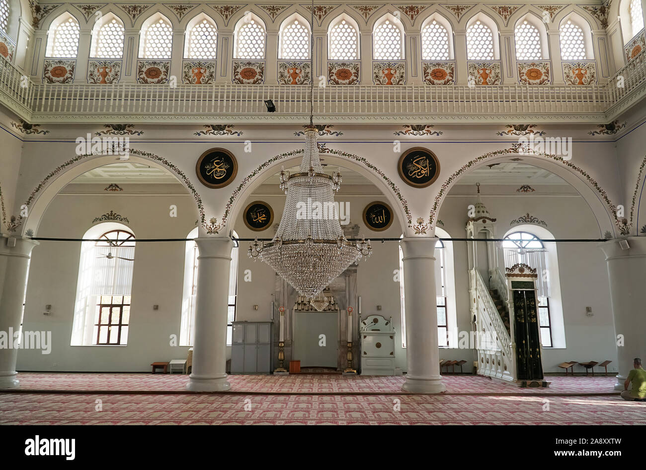 Interior view of Ghazi Suleyman Pasha Mosque (Turkish; Gazi Süleyman Paşa or Büyük Cami). The first mosque of the Ottoman Empire on European soil. Stock Photo