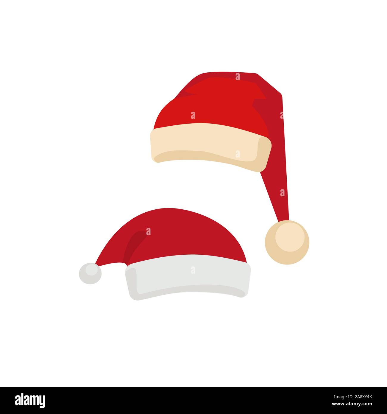 Santa Claus red hat icon flat vector set isolated Stock Vector