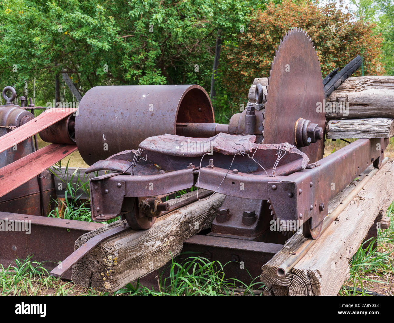 Saw mill outside the wood shed, Swett Ranch National Historic Site