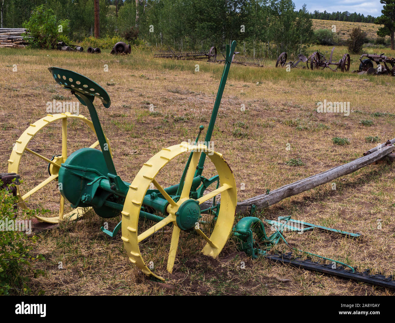 Old John Deere farm equipment, Swett Ranch National Historic Site, Flaming National