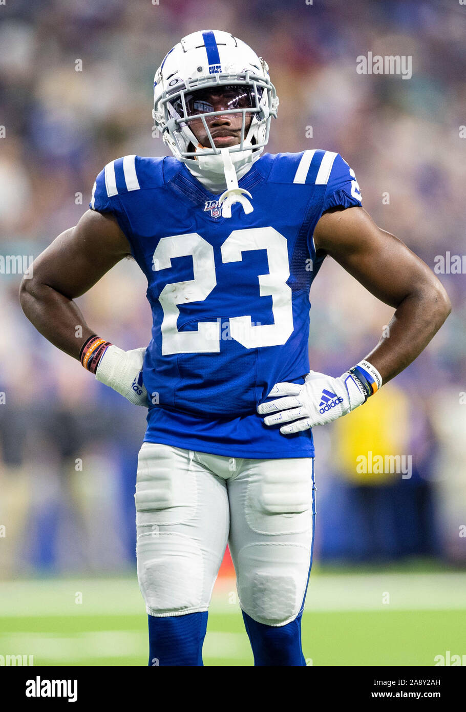 Indianapolis, Indiana, USA. 10th Nov, 2019. Indianapolis Colts cornerback  Kenny Moore (23) during NFL football game action between the Miami Dolphins  and the Indianapolis Colts at Lucas Oil Stadium in Indianapolis, Indiana.