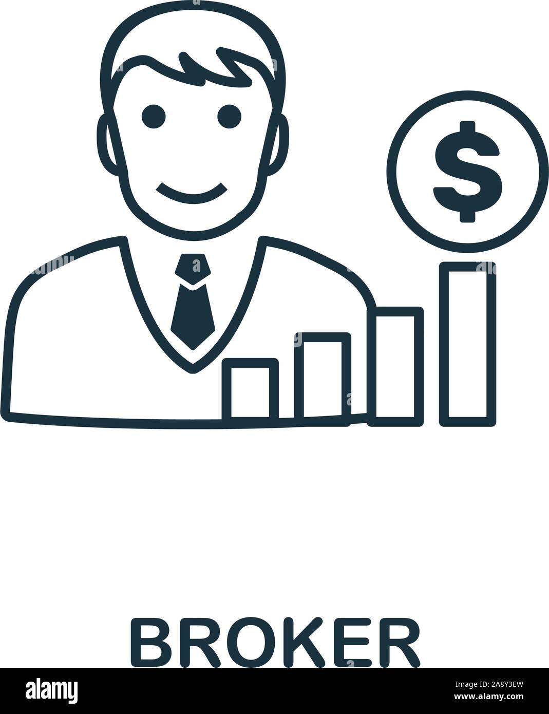 Broker icon outline style. Thin line creative Broker icon for logo ...