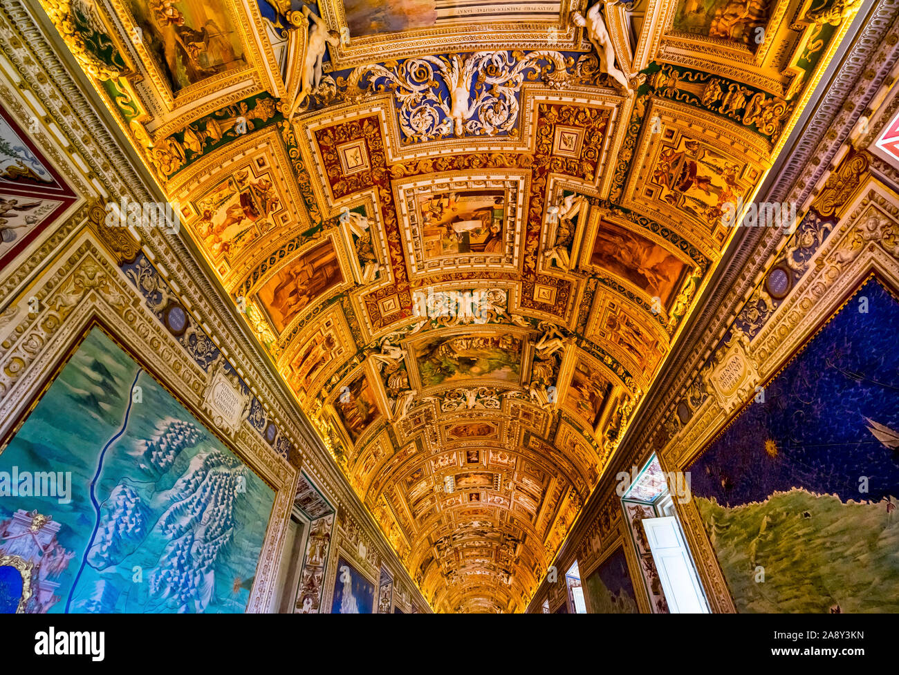 Vatican Museum Colorful Ceiling Map Room Frescoes Rome Italy Stock ...