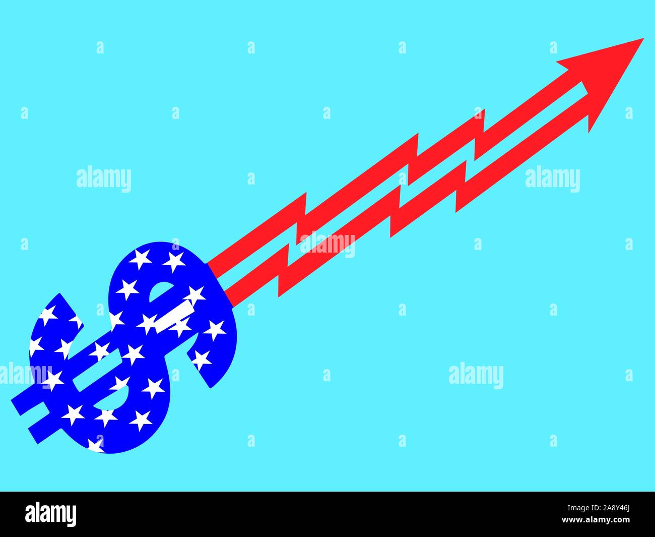 Dollar sign arrow with American Flag Vector illustration Eps 10. Stock Vector