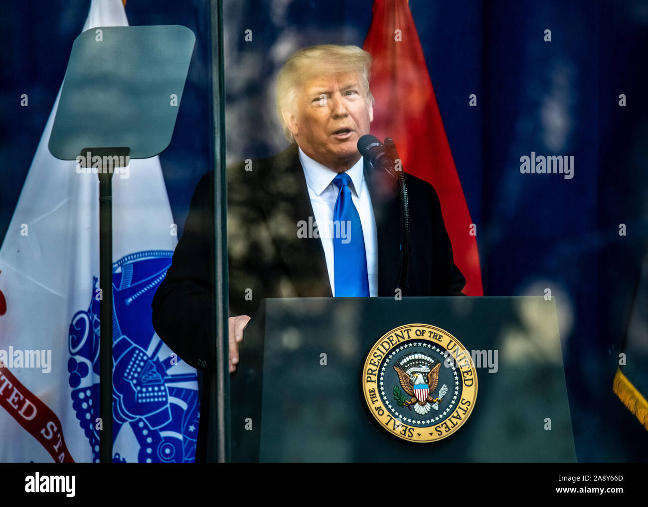 New York, USA, 11 November 2019. US President Donald Trump looks at a