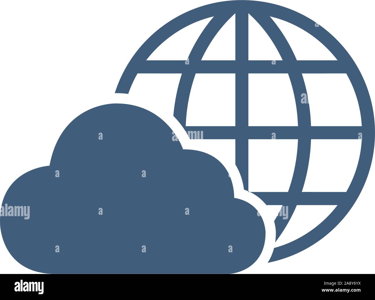 Worldwide cloud storage icon. Cloud computing. Cloud with globe icon. Computer server technology. Stock Vector illustration isolated on white Stock Vector