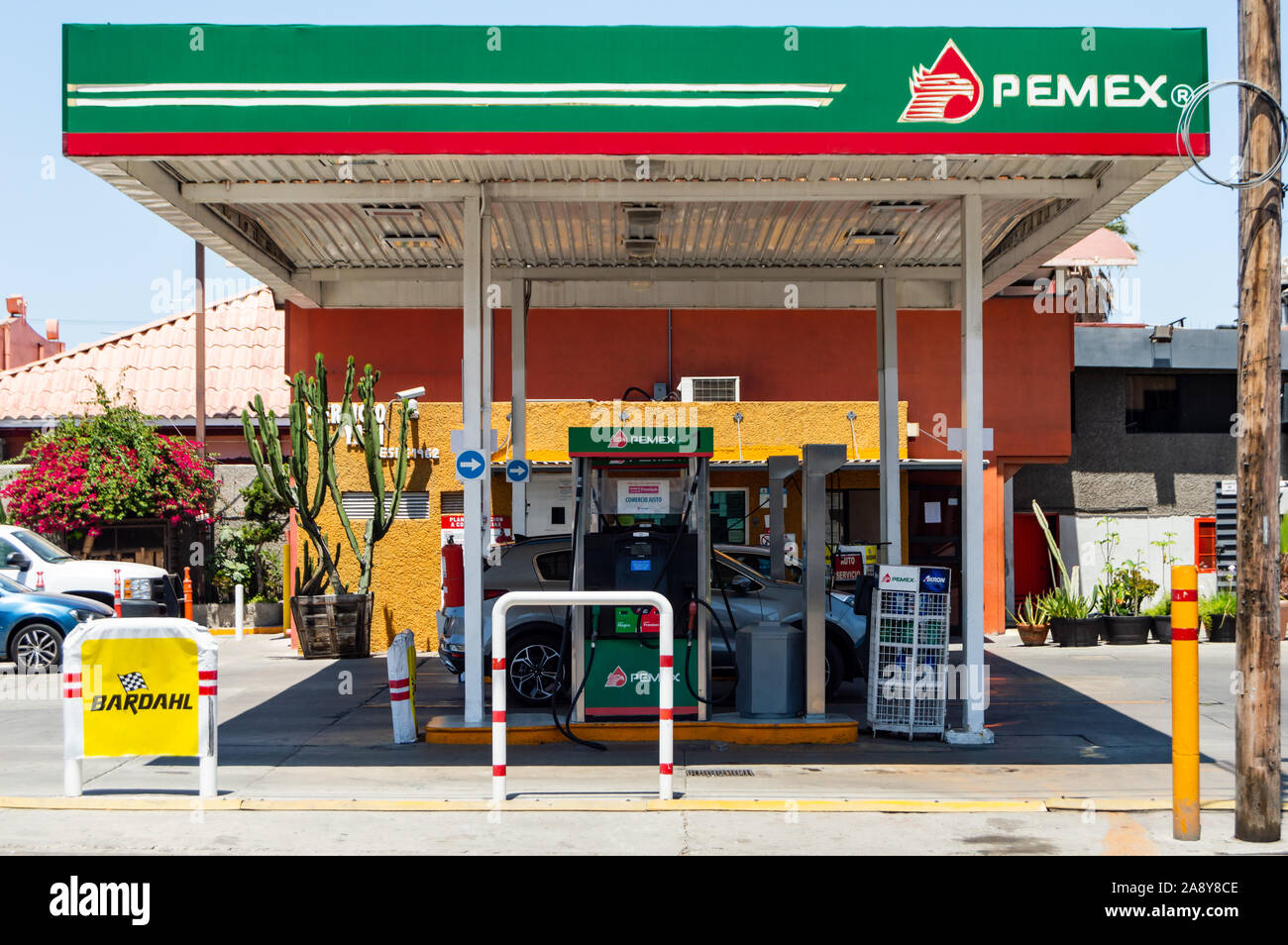 TIJUANA, MEXICO - 07/22: Tijuana Pemex gas station Stock Photo