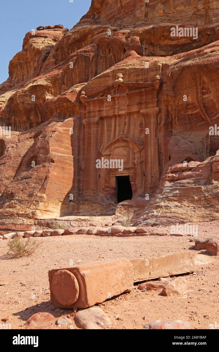 Renaissance Tomb, High Place of Sacrifice Trail, Petra, Wadi Musa, Ma'an Governorate, Jordan, Middle East Stock Photo