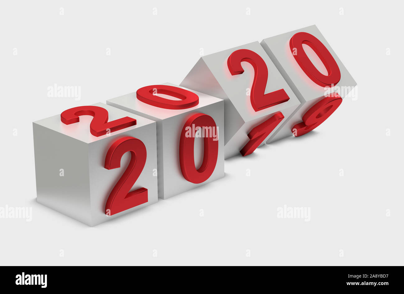 Abstraction of the new year. 2020 number flips on cubes. 3d render Stock Photo