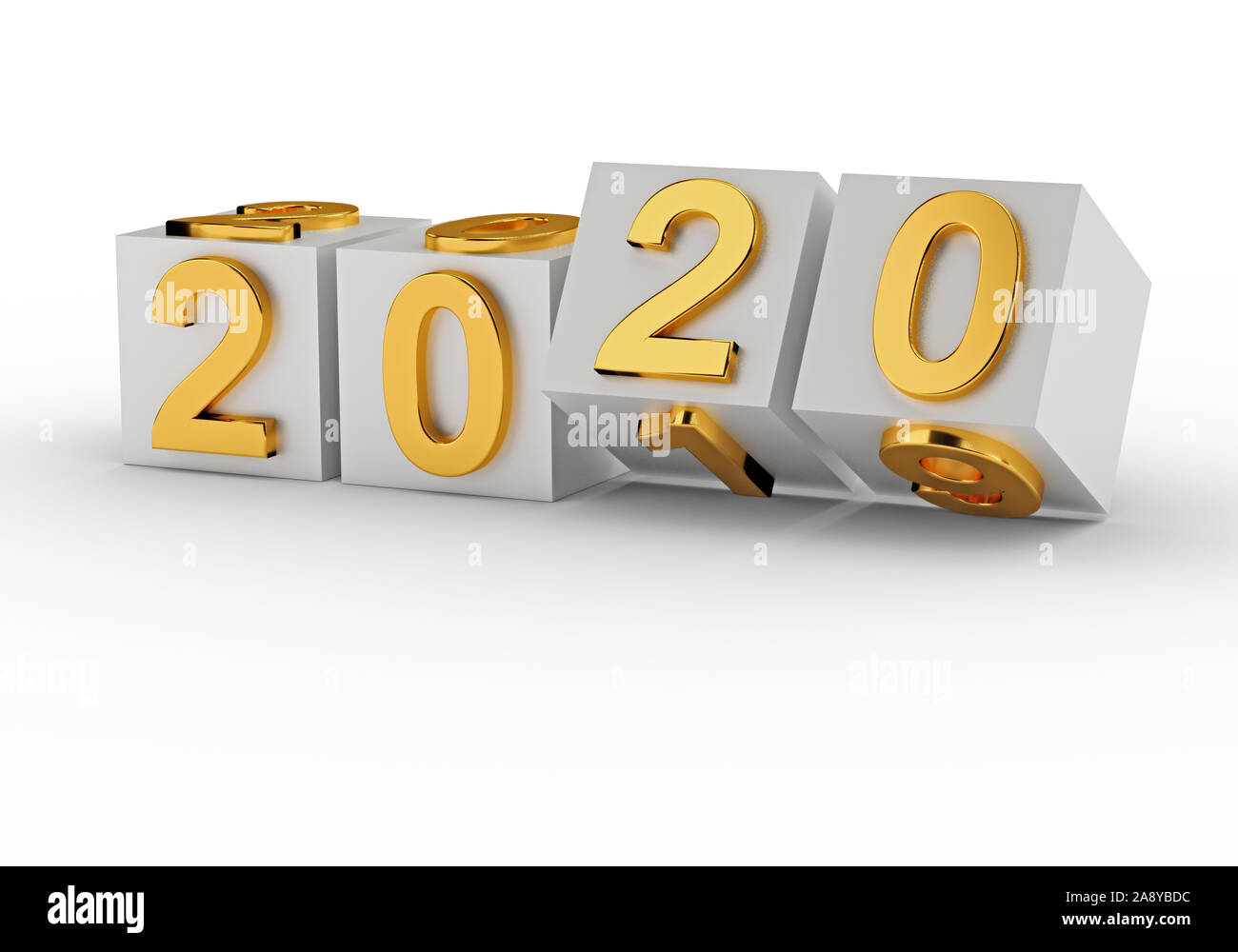 Abstraction of the new year. 2020 number flips on cubes. 3d render Stock Photo