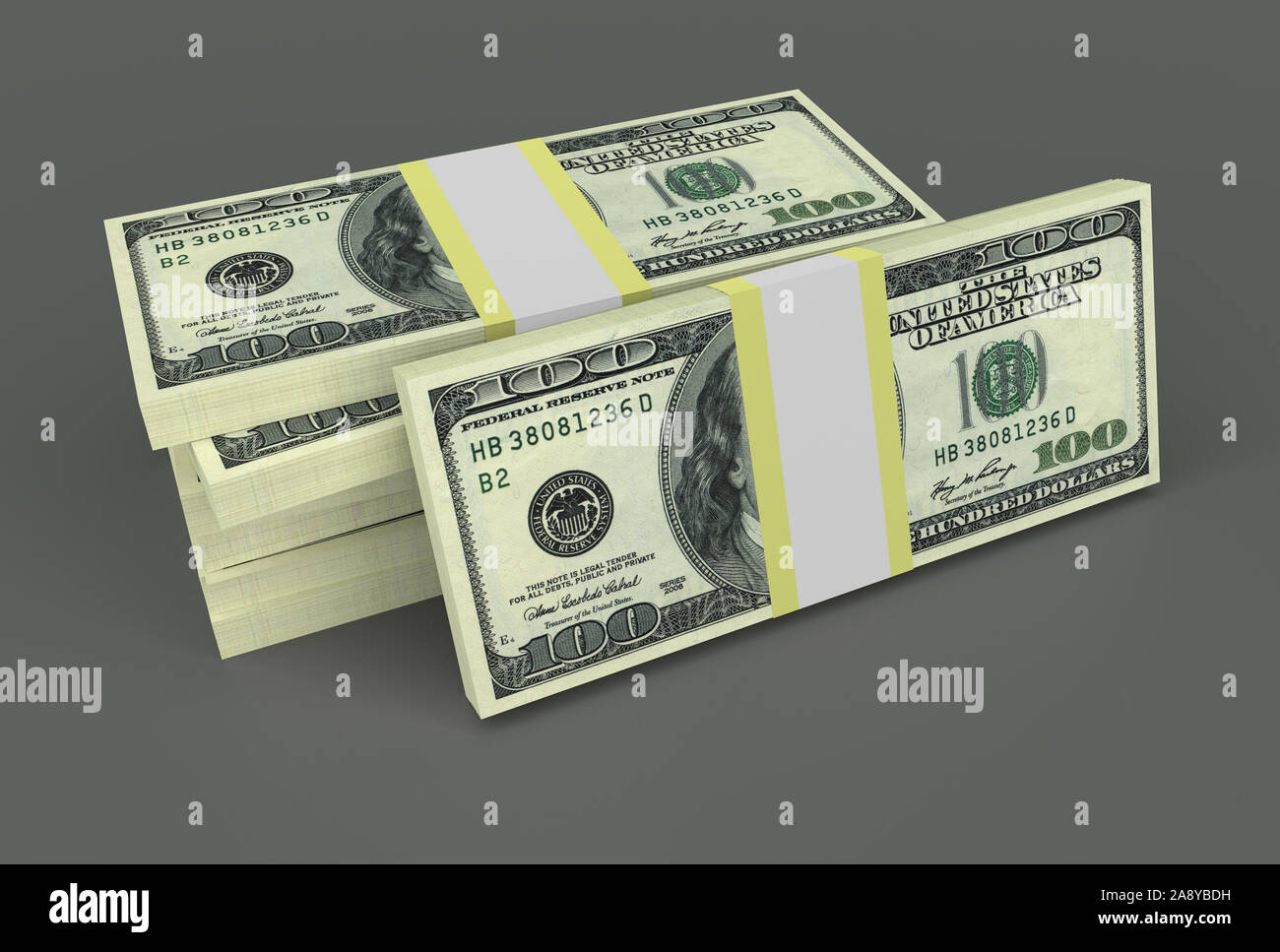 Big money stacks from dollars. Business and finance conceptual. 3d render Stock Photo