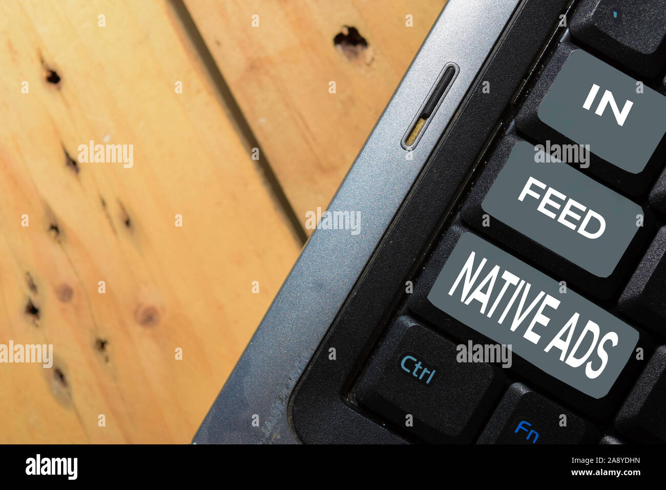 In-Feed Native Ads write on keyboard isolated on laptop background Stock Photo