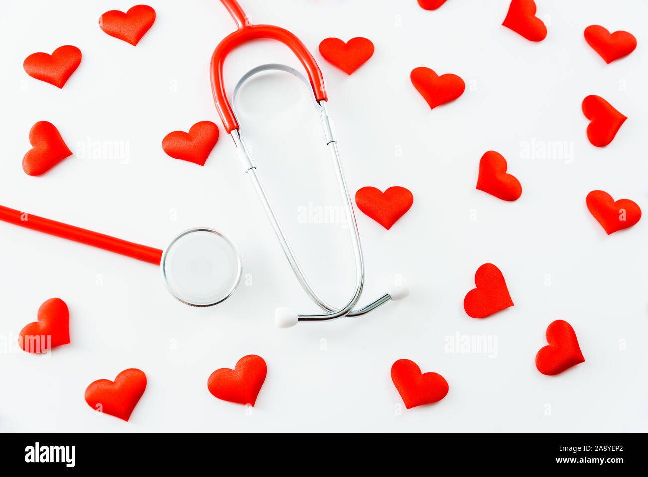 Stethoscope isolated on white background with red hearts Stock Photo ...
