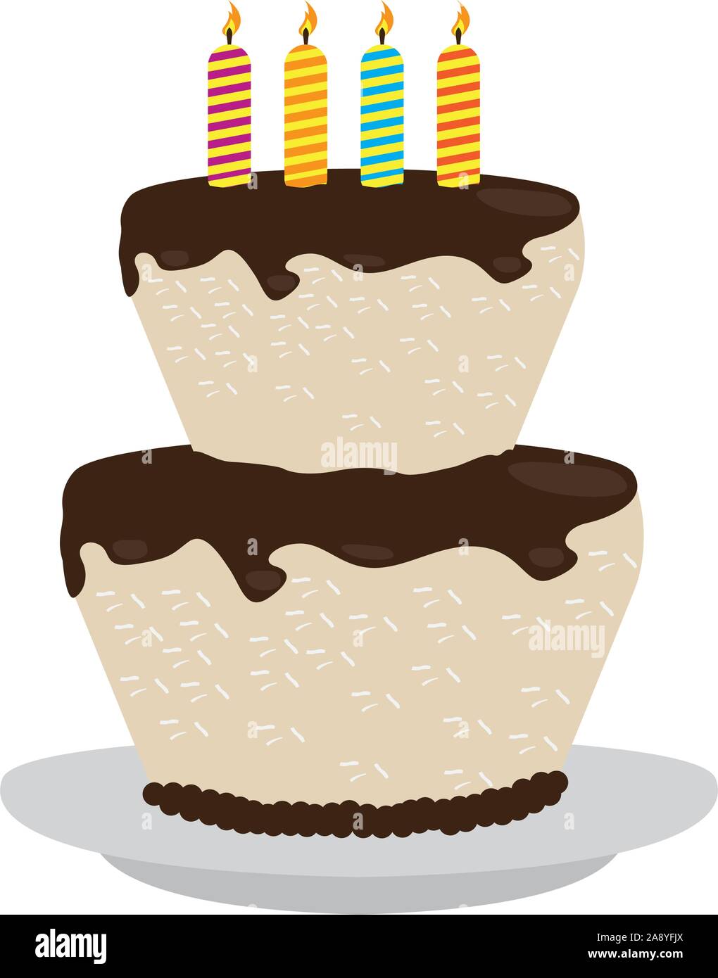 Isolated birthday cake with candles on a white background - Vector ...