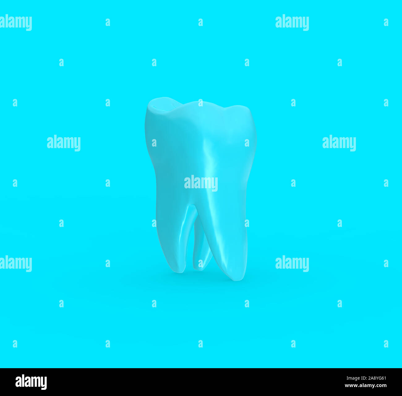 Tooth on Blue Background 3D Rendering Stock Photo - Alamy