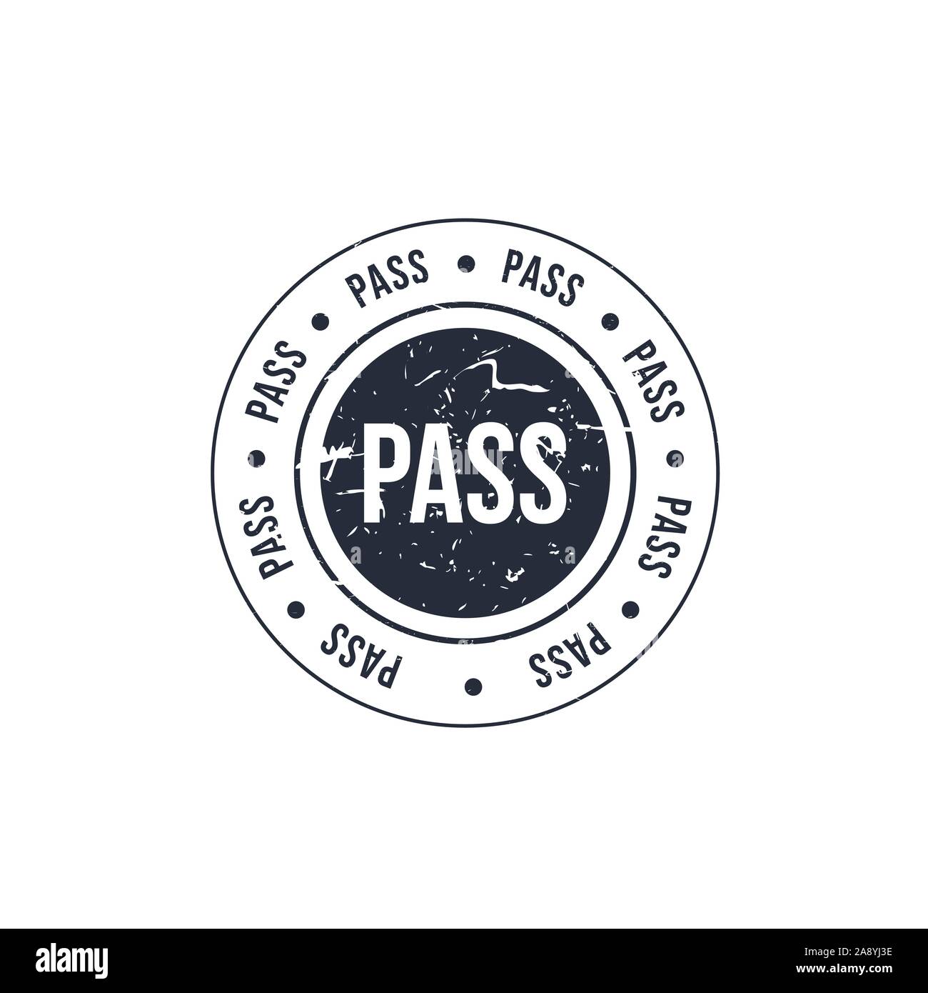 Pass or passed grunge rubber stamp. Vector illustration on white background. Stock Vector