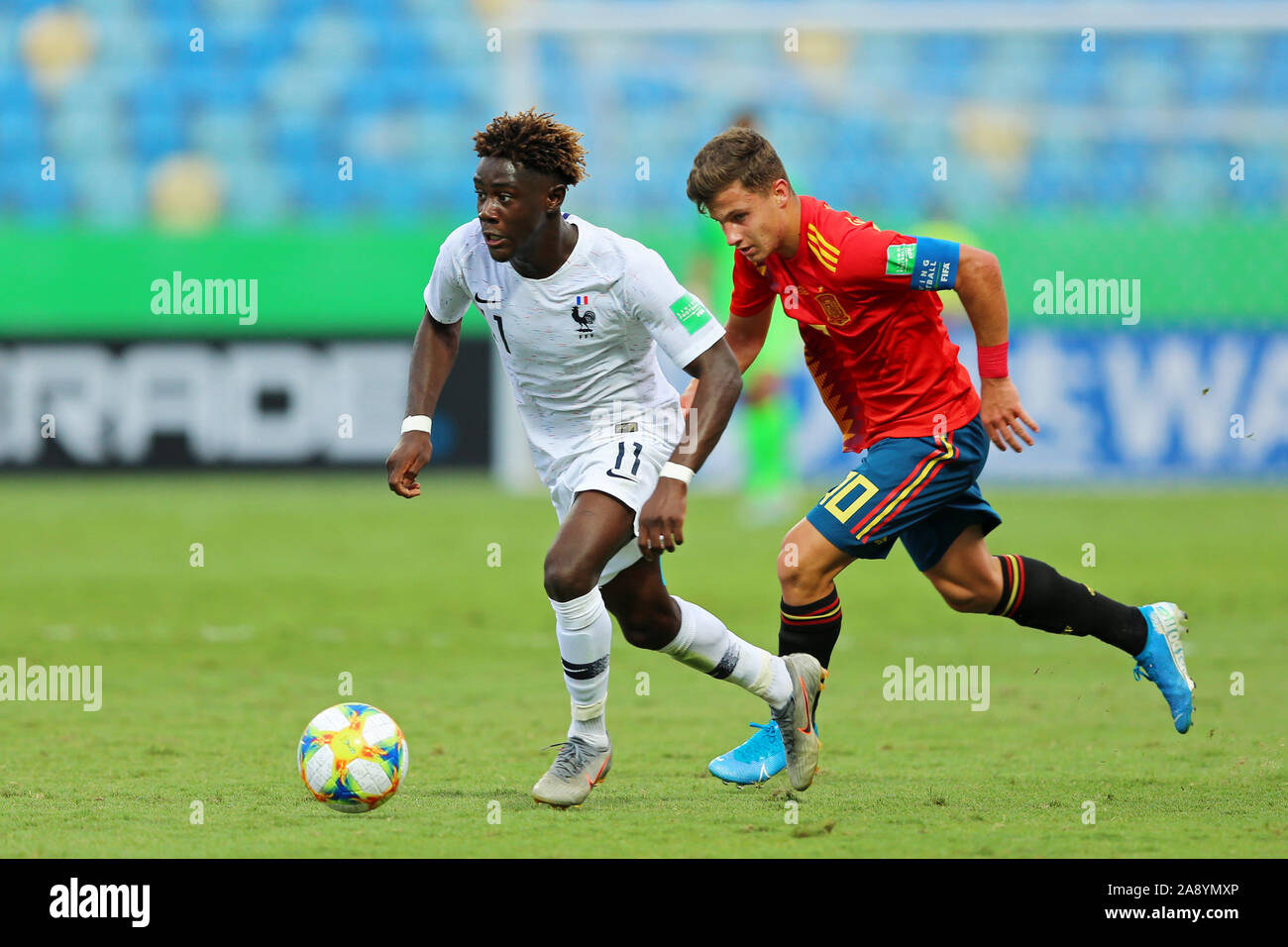 11th November 2019 Olimpico Pedro Ludovico Stadium Goiania Goias Brazil Fifa U 17 World Cup Brazil 2019 Spain Versus France German Valera Of Spain And Nathanael Mbuku Of France Editorial Use Stock Photo Alamy