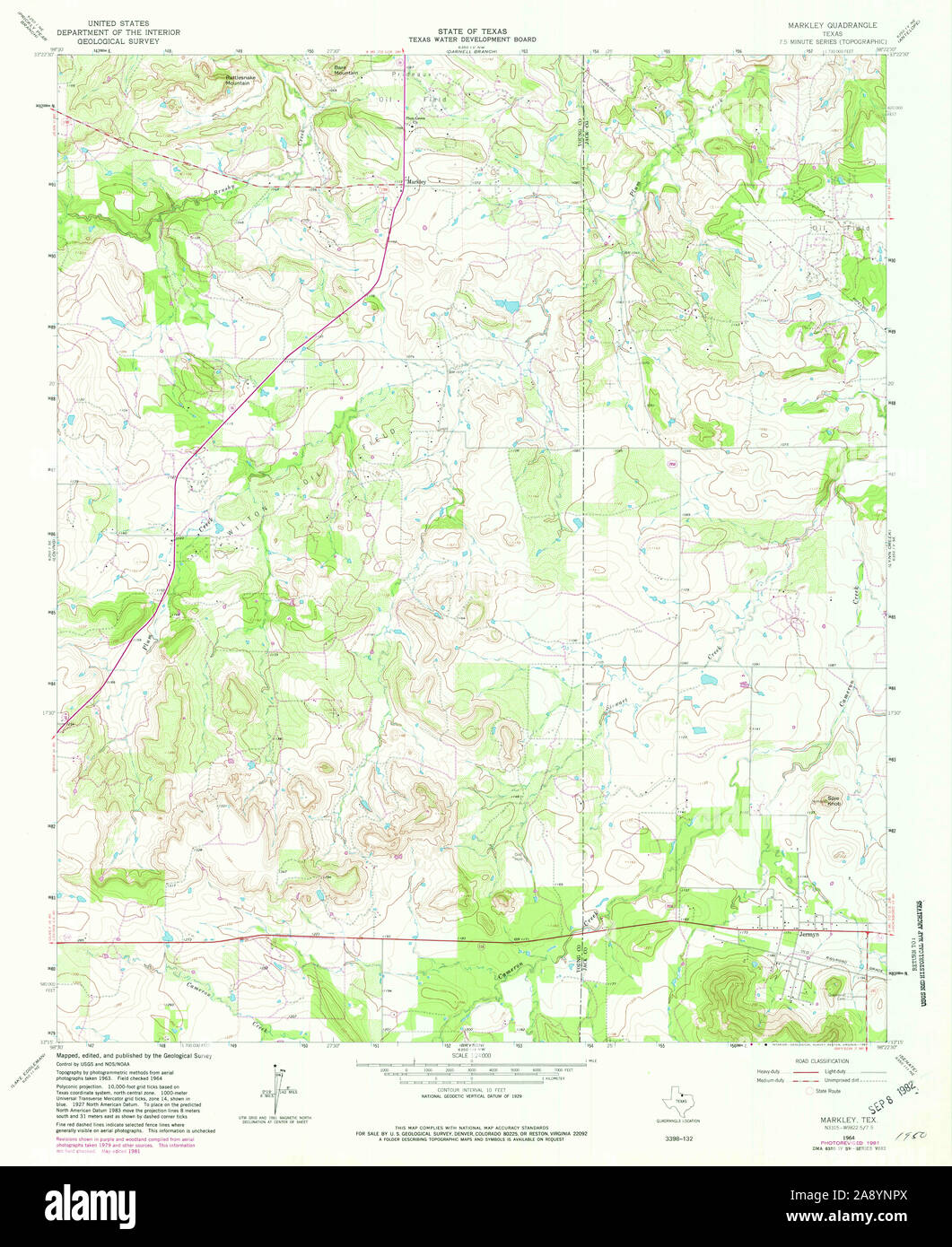 USGS TOPO Map Texas TX Markley 109528 1964 24000 Restoration Stock Photo